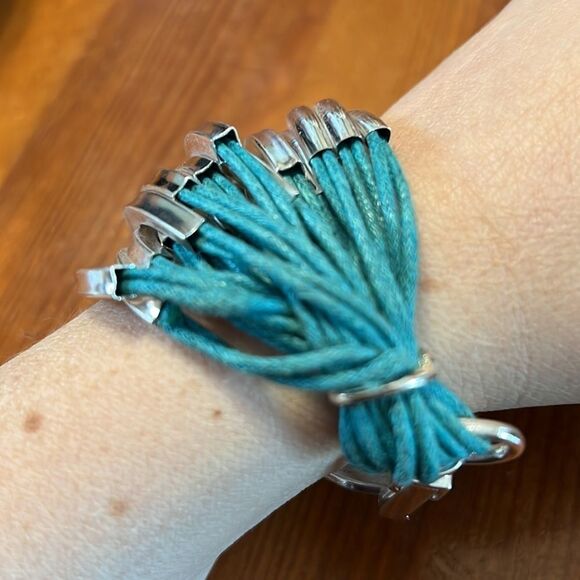 Bundle 3 for $15 Silver-tone Metal Covering Teal Multi-Strand Bracelet - Picture 4 of 10